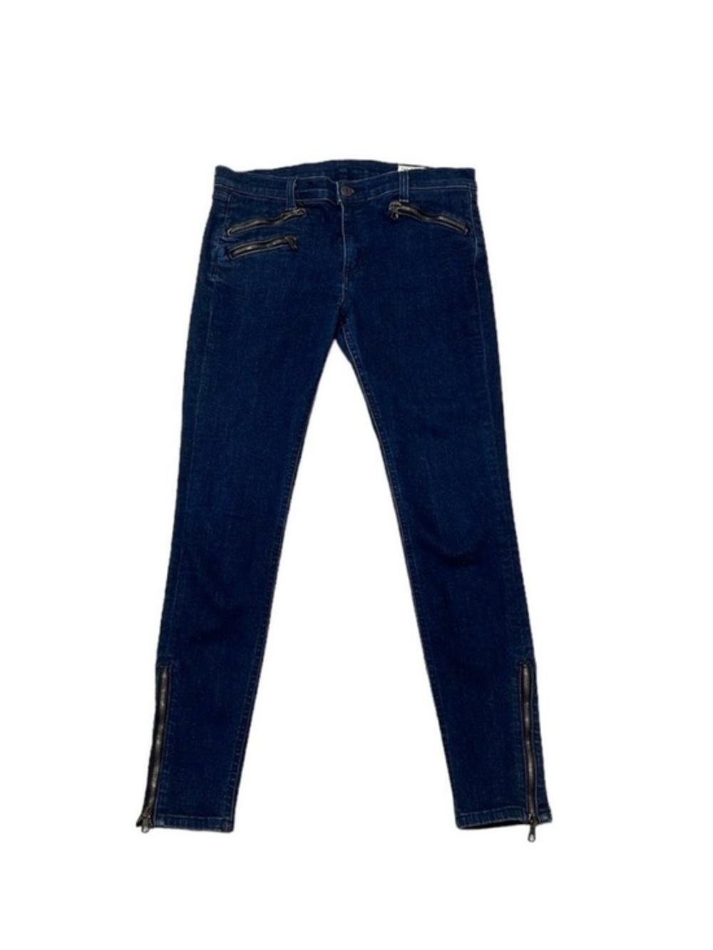 rag & bone Dark Blue Skinny Jeans with Zip Accents